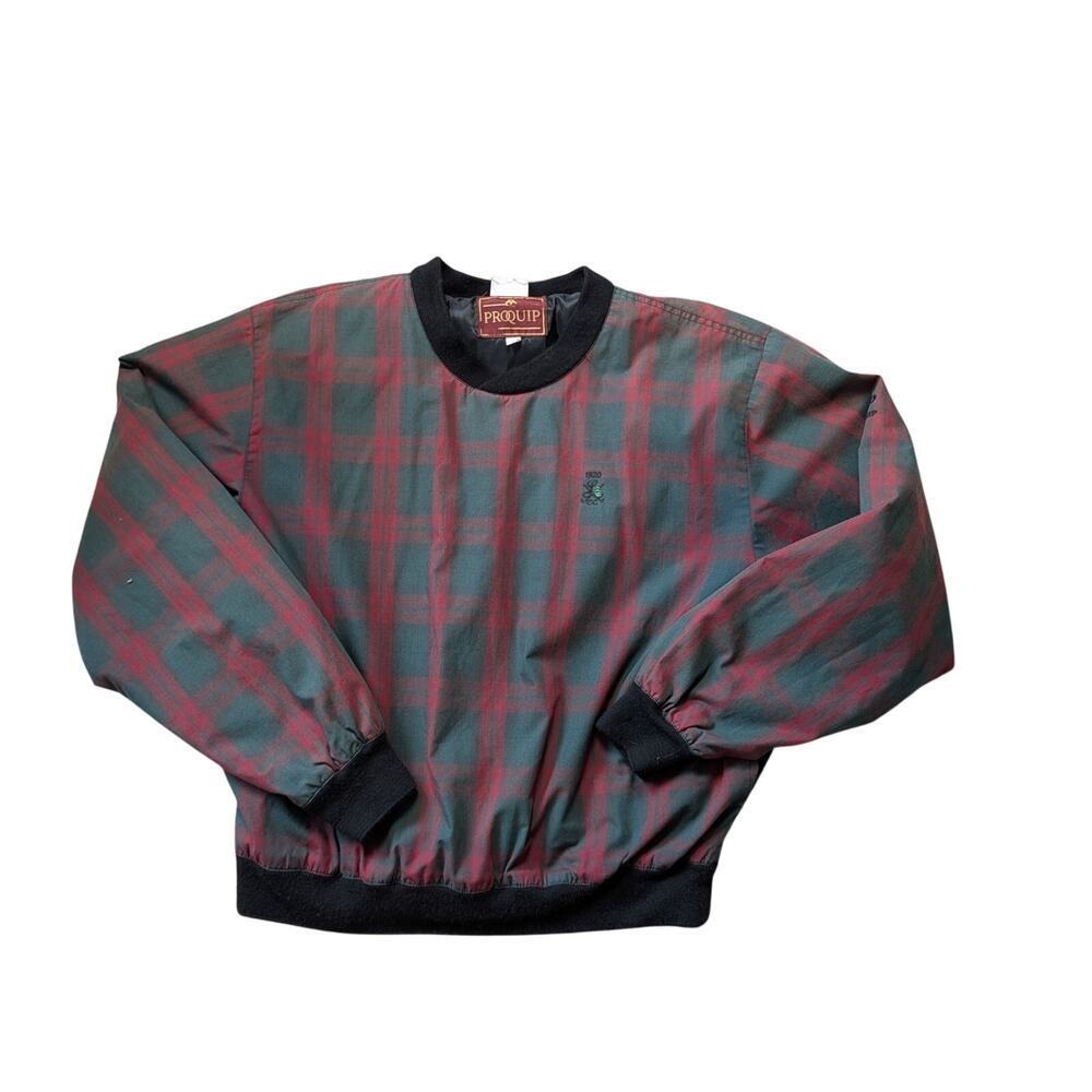 VINTAGE PROQUIP Plaid windbreaker/golf pullover jacket, size Large